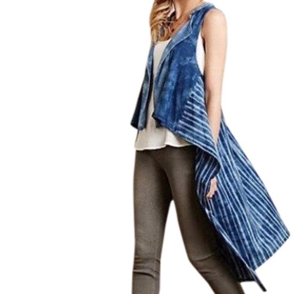 Anthropologie Blue Sweeper Vest by Amadi XS/S